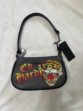 Ed Hardy Y2K Tiger Rhinestone Shoulder Bag NWT